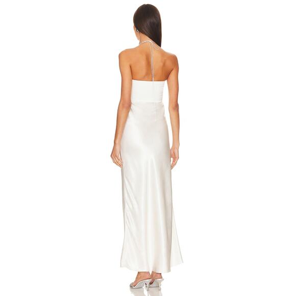 Anna October Sarah Maxi Dress Halter Neck Satin Formal Bridal Wedding Gala XS - Picture 3 of 10
